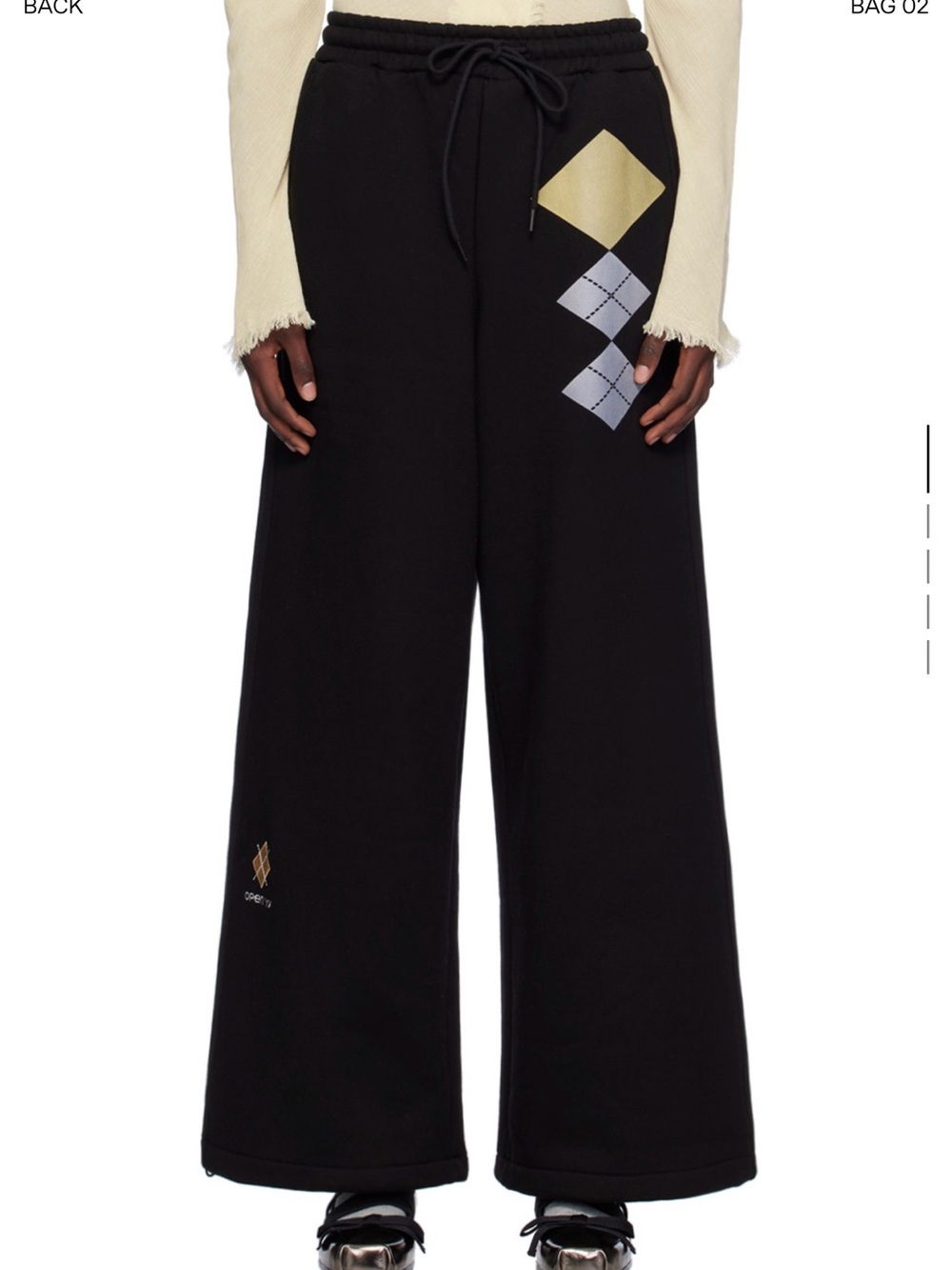 Open YY black argyle wide sweatpants